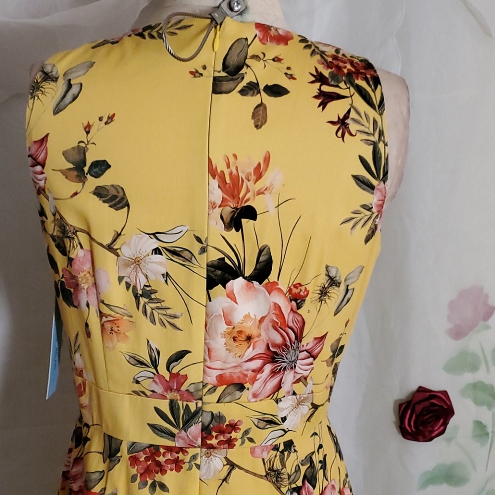 ANTONIO MELANI Yellow Floral Midi Dress - Picture 7 of 12
